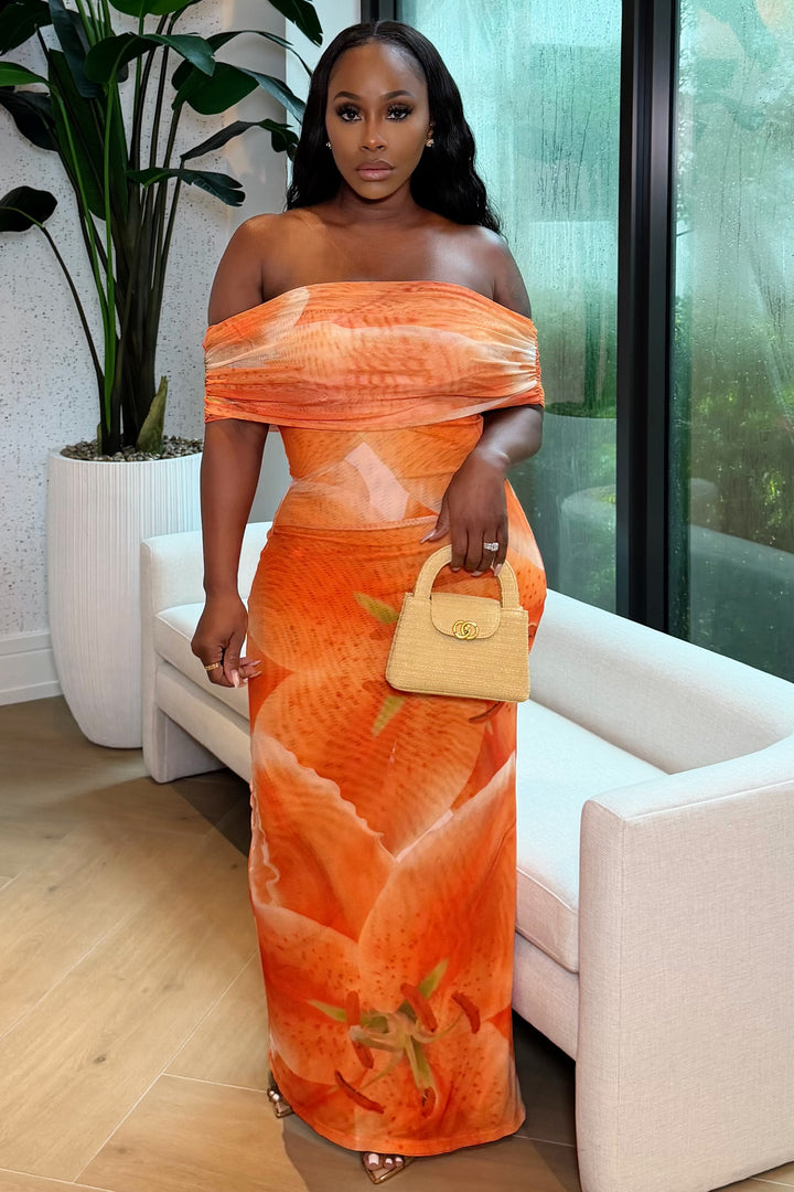Tiger Lily Drape Maxi Dress [Orange]