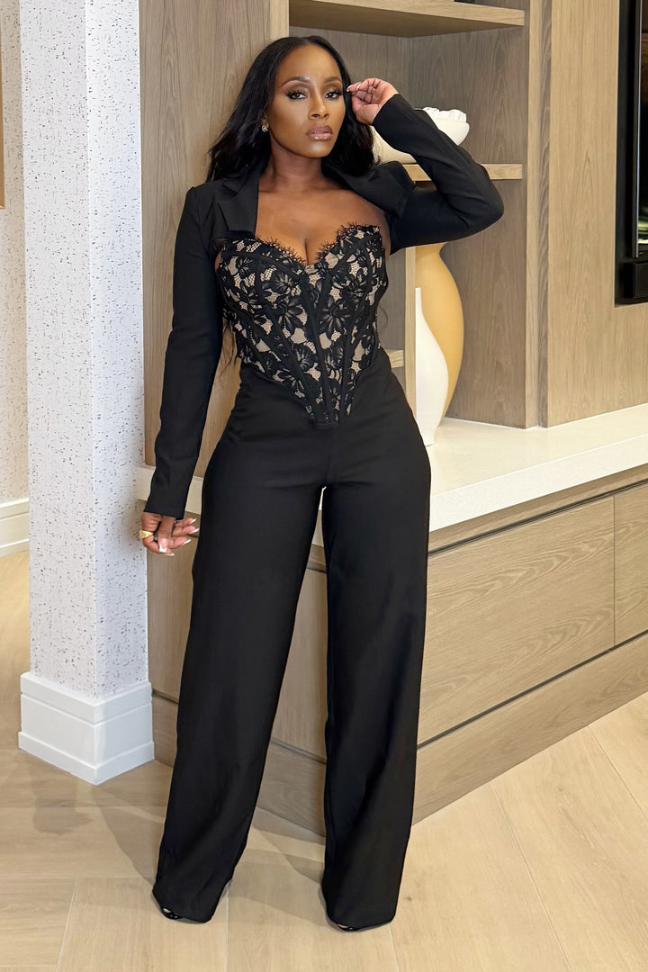 Midnight Lace Authority Jumpsuit (Black)