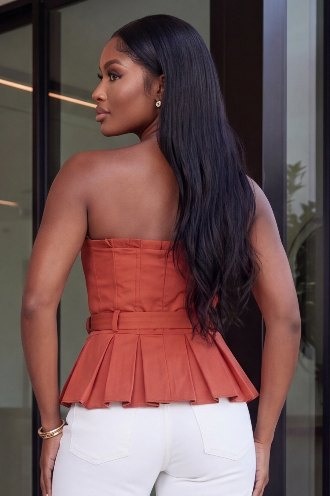 The Rust & Refined Peplum Corset Top [Rust]