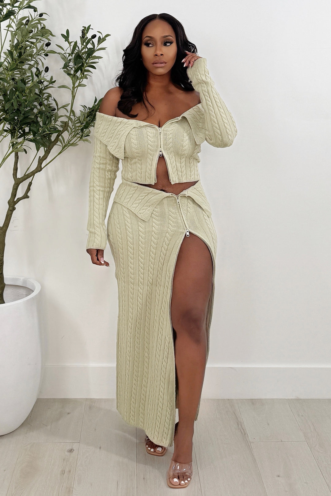 Take Me Shopping Knit Skirt Set (Sage) – Polkadotz Boutique