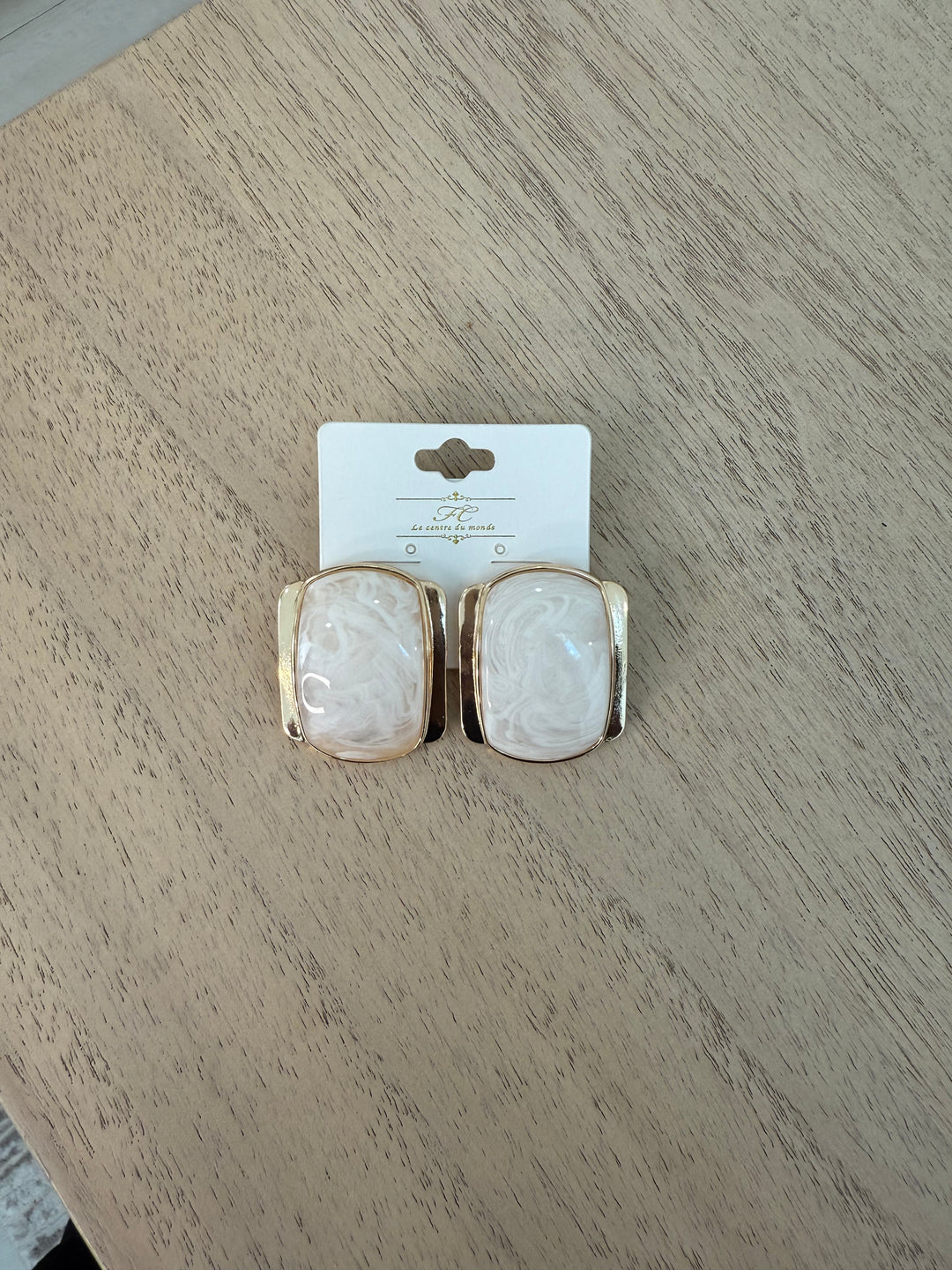 Square Stone Gold Earrings