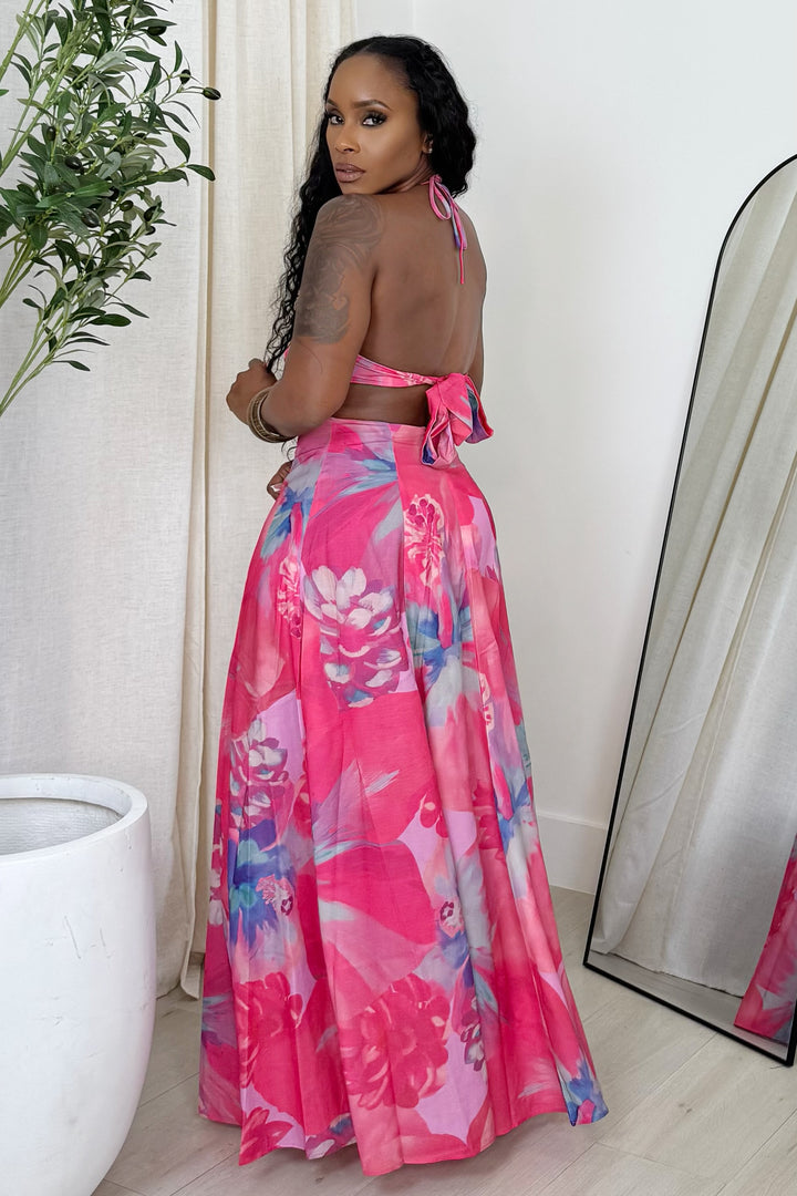Floral Escape cut out maxi (Pink Floral)