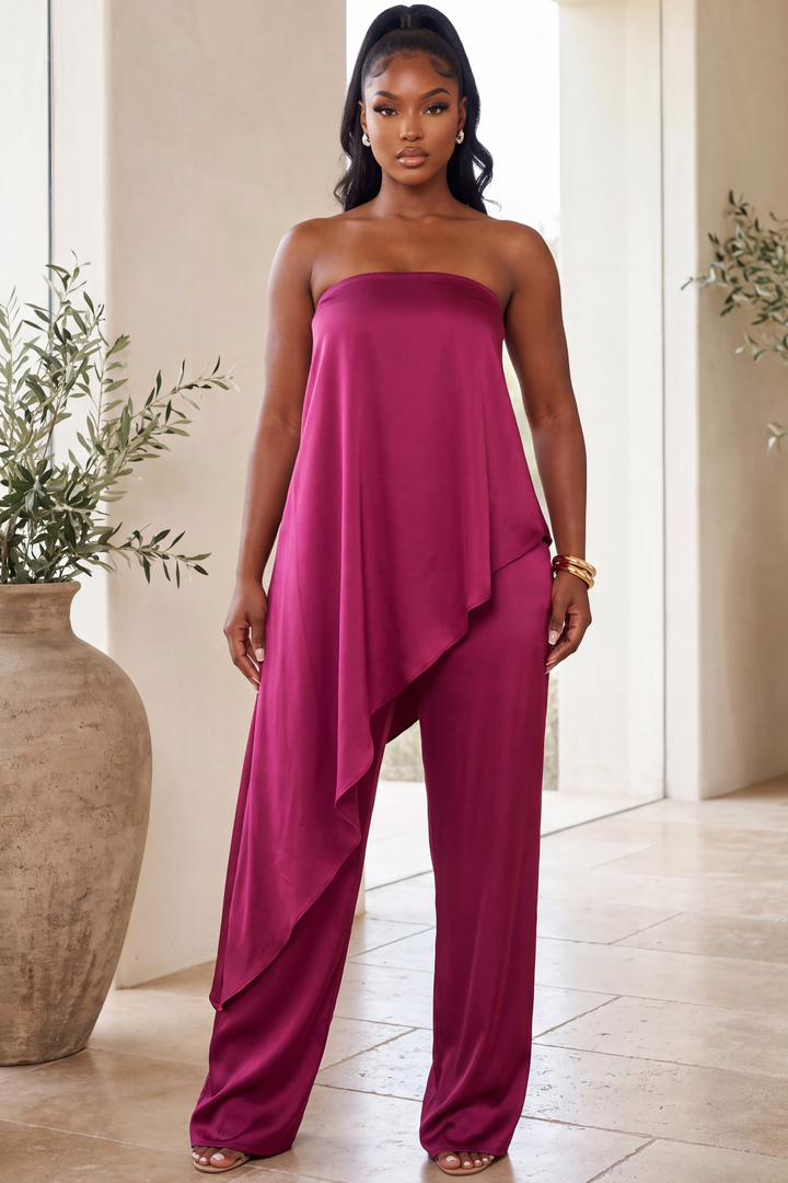 Amara Satin Pant Set [Magenta Berry]