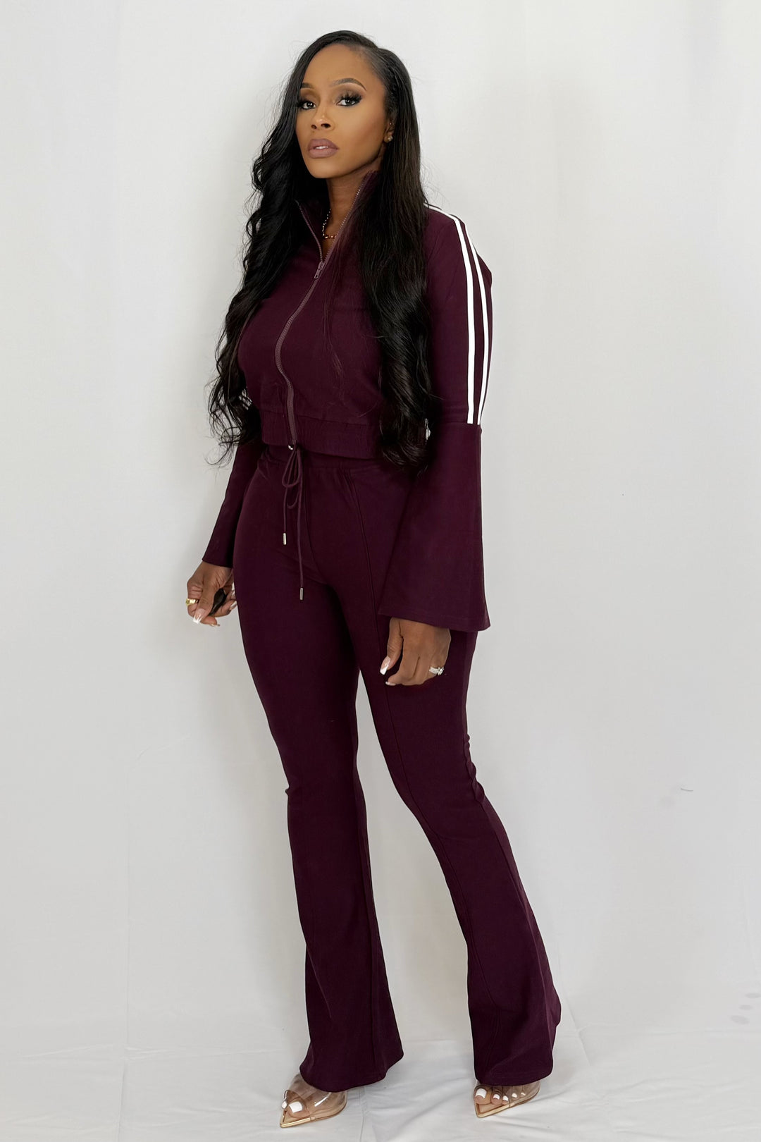 The Command Stripe Track Suit (Burgundy)