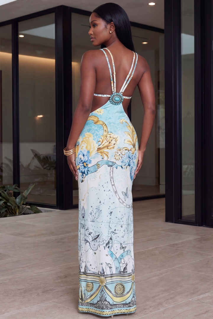 The Azure Medallion Maxi Dress [Multi]