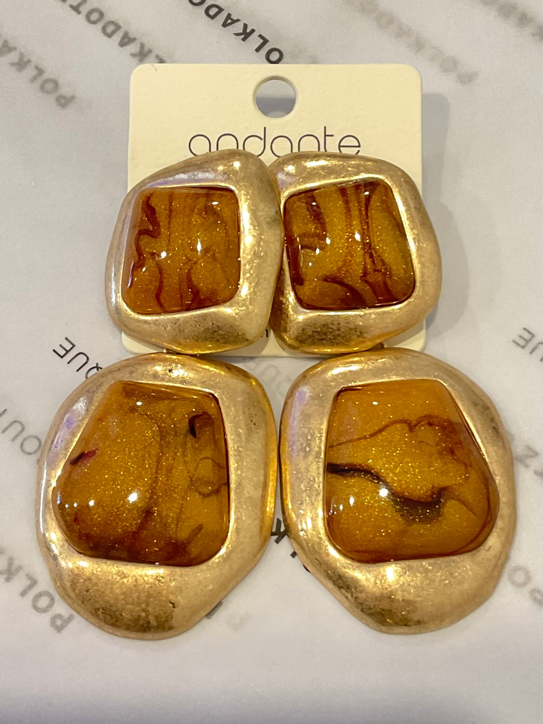 Abstract gold and resin statement earrings