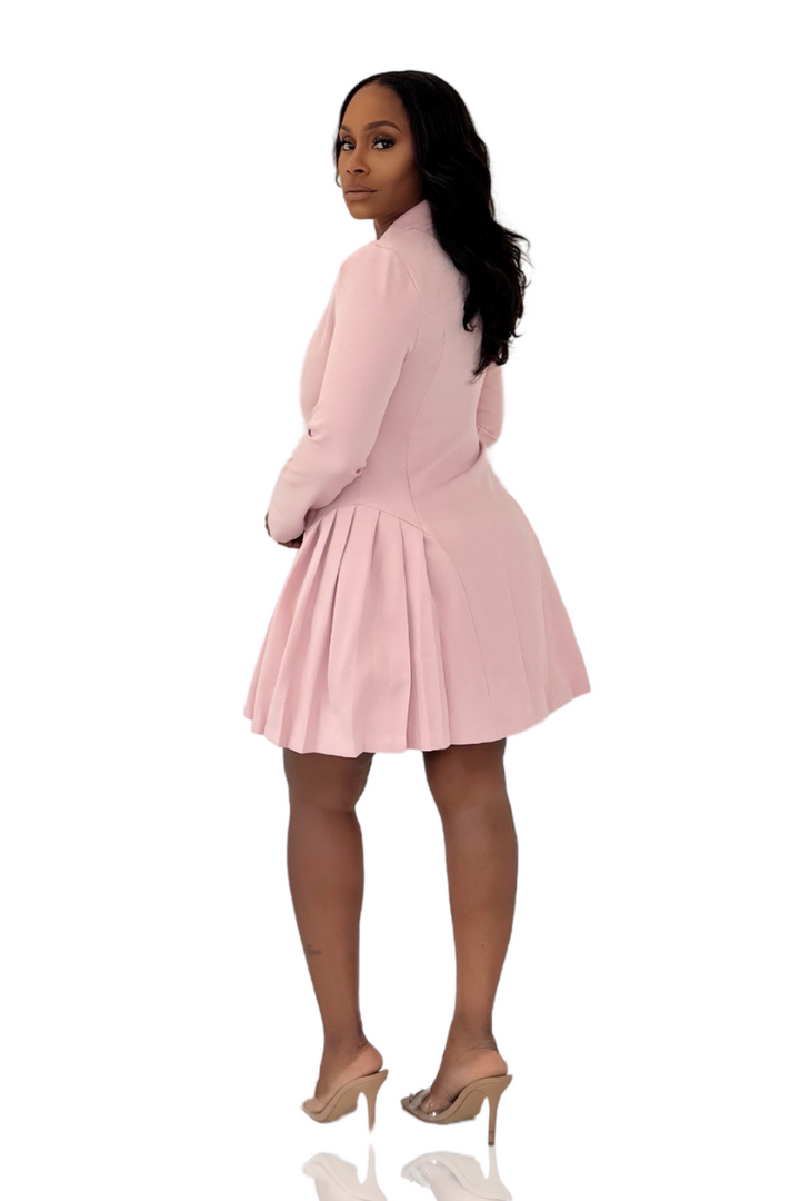 Button Up Blazer Dress (Blush)