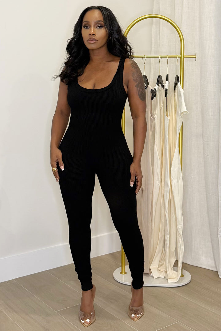 The snatched sleeveless jumpsuit