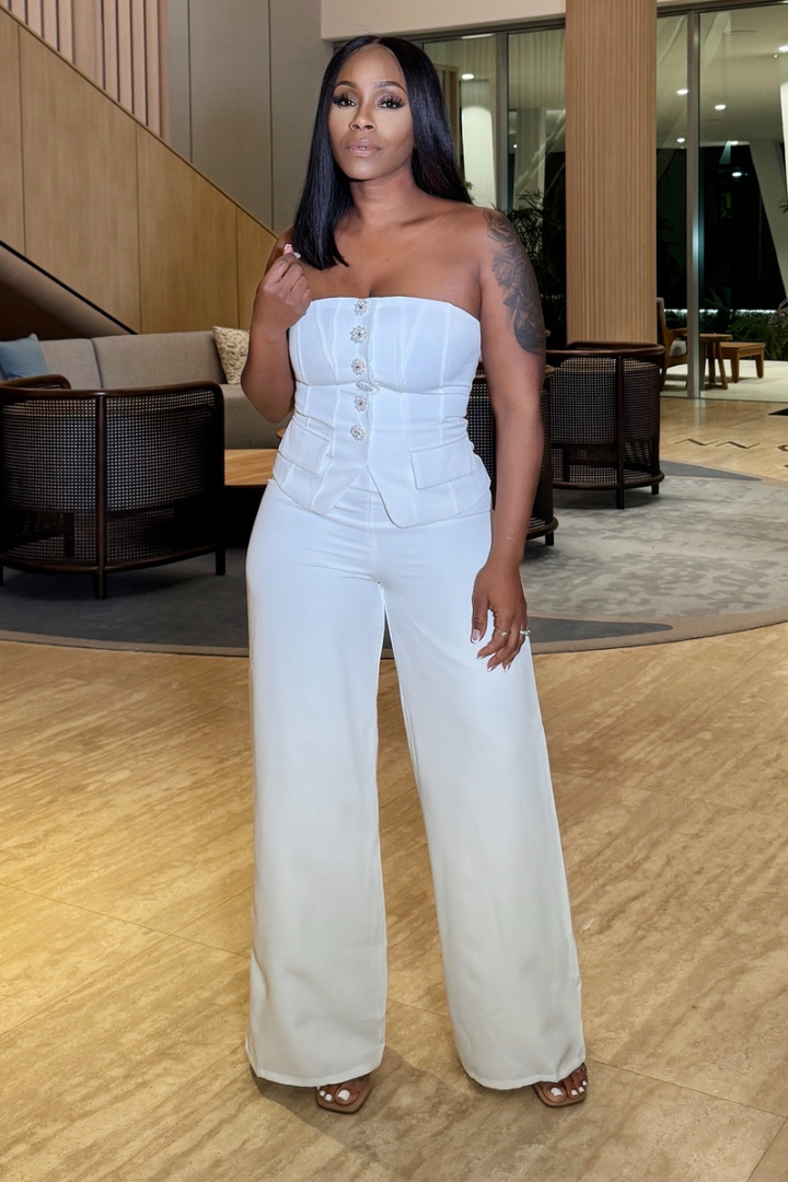 Pretty Diamonds Tube Jumpsuit (White)