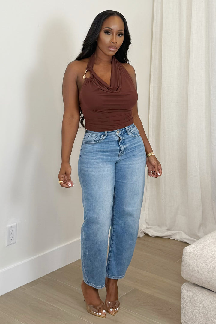 Mocha Drape Ring Top (Brown)