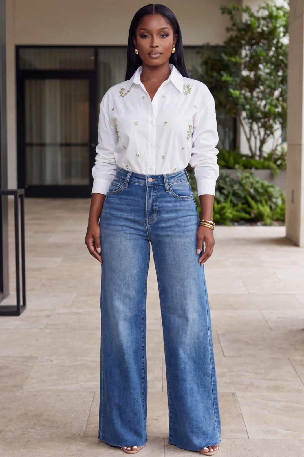 The Genevieve Poplin Button Down Top [White]