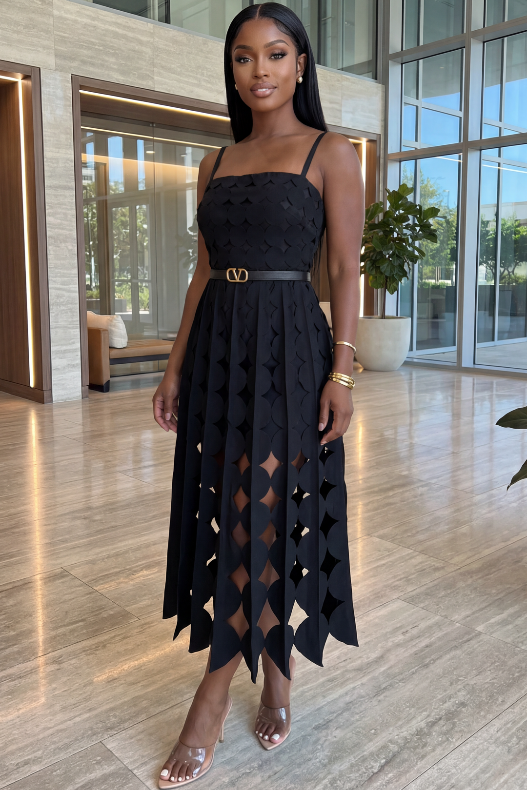 The Seraphina Midi Dress [Black]