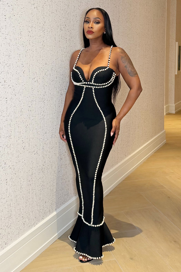 Pearl Icon Mermaid Gown [Black]