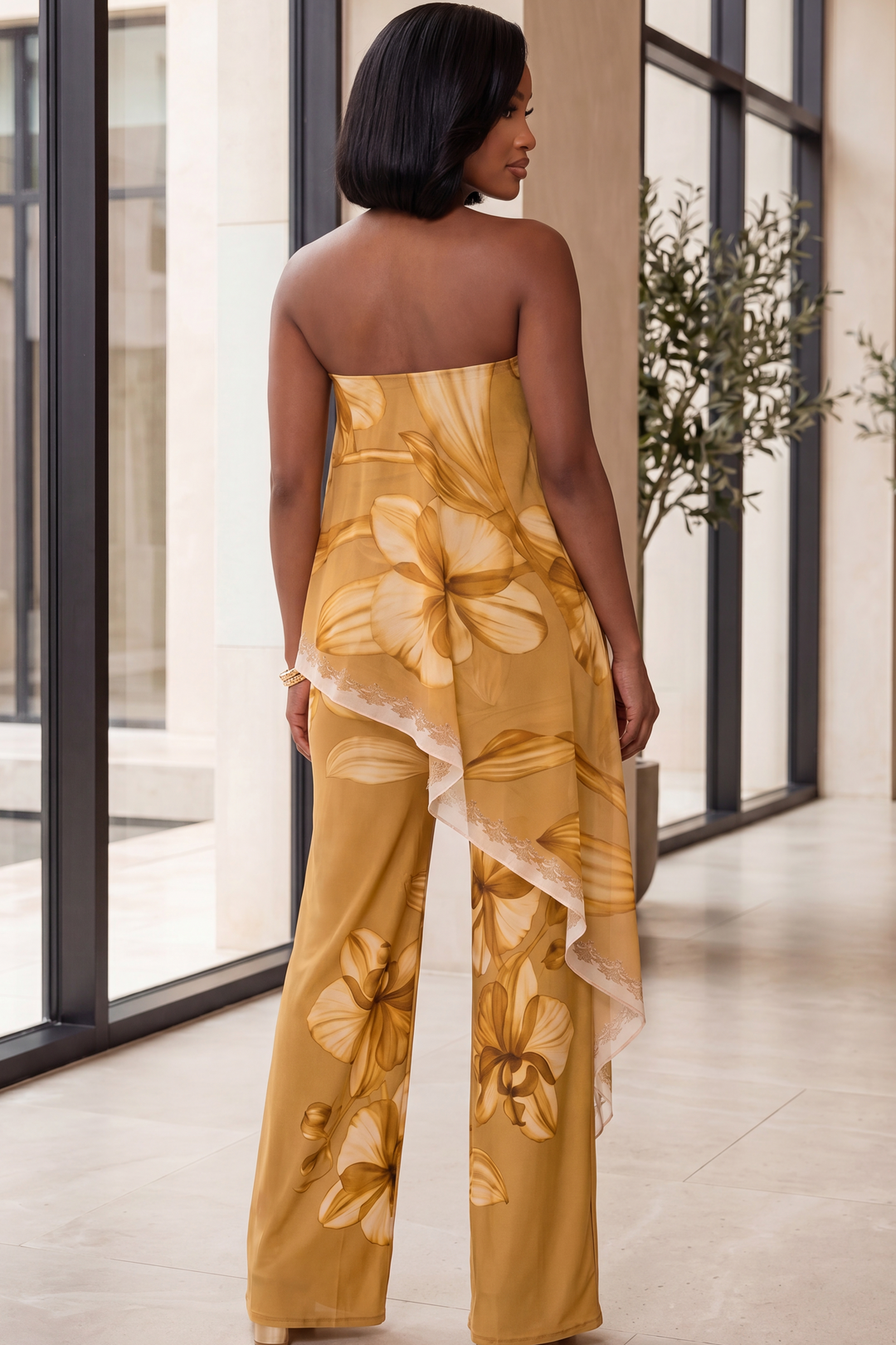 The Golden Bloom Drape Set [Mustard Floral]