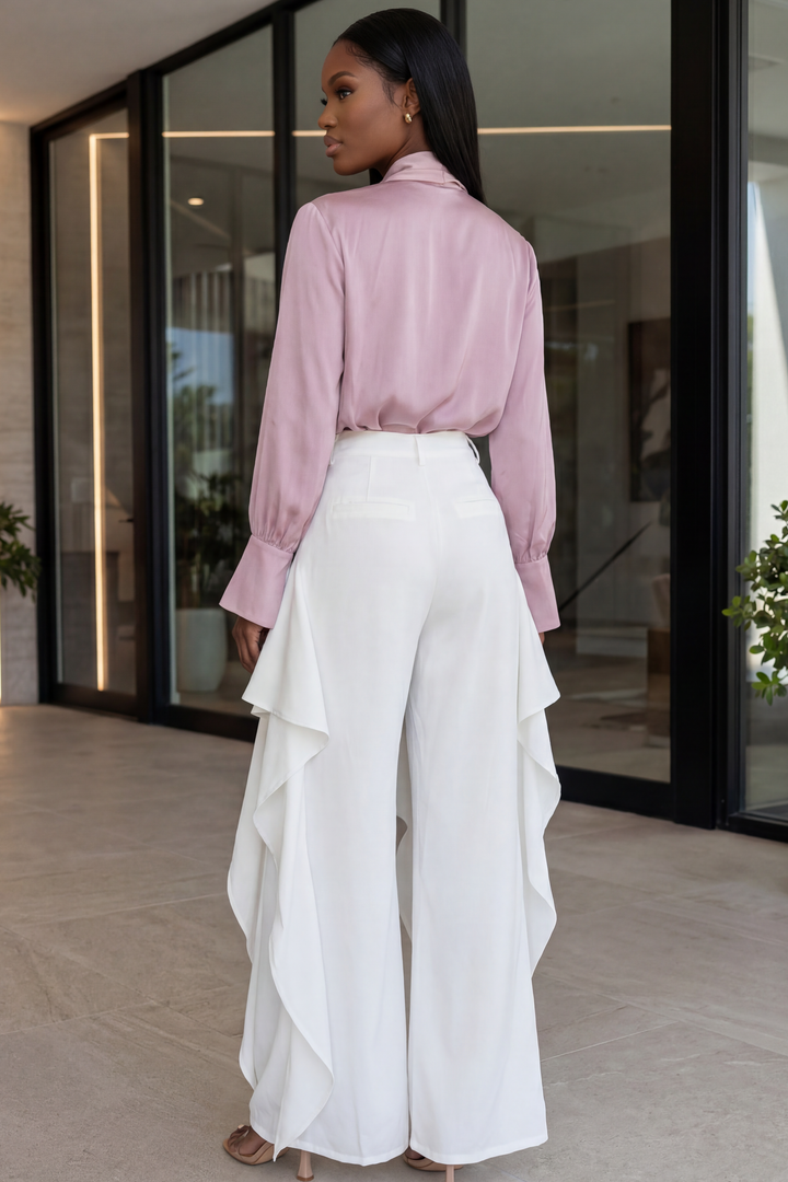 The Cascading Ruffle Trousers [White]