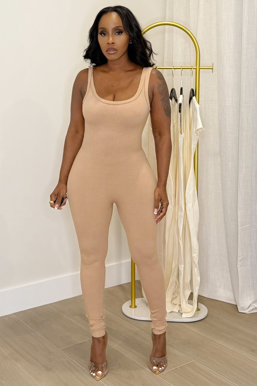The snatched sleeveless jumpsuit