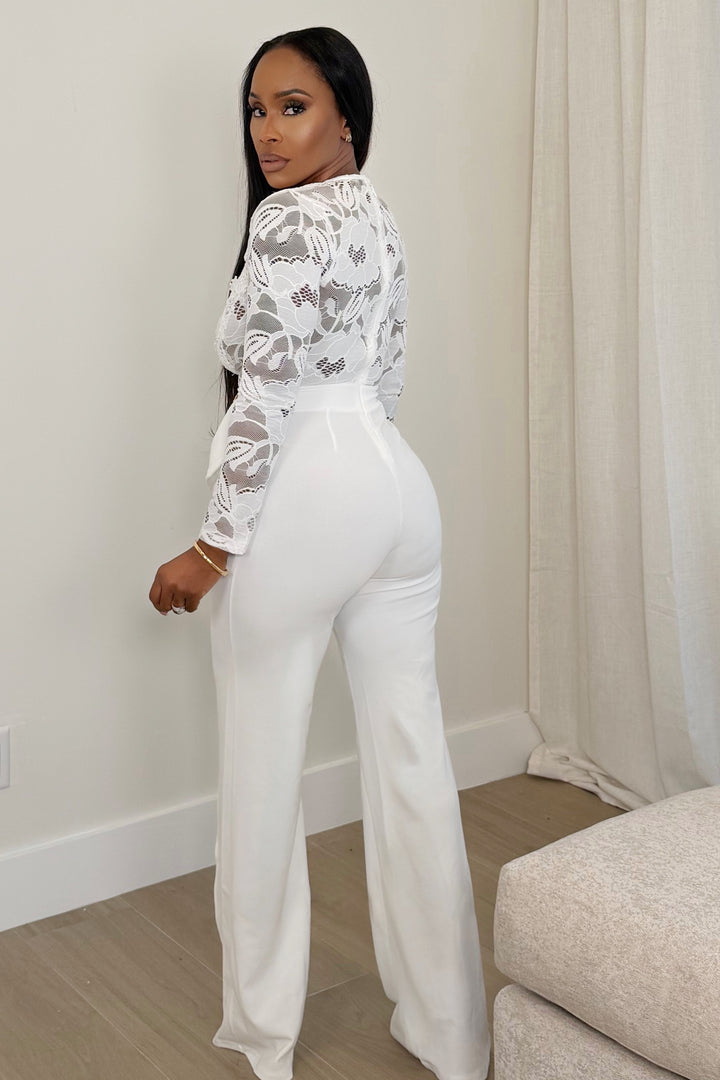 Ivory Lace Affair Jumpsuit [White]