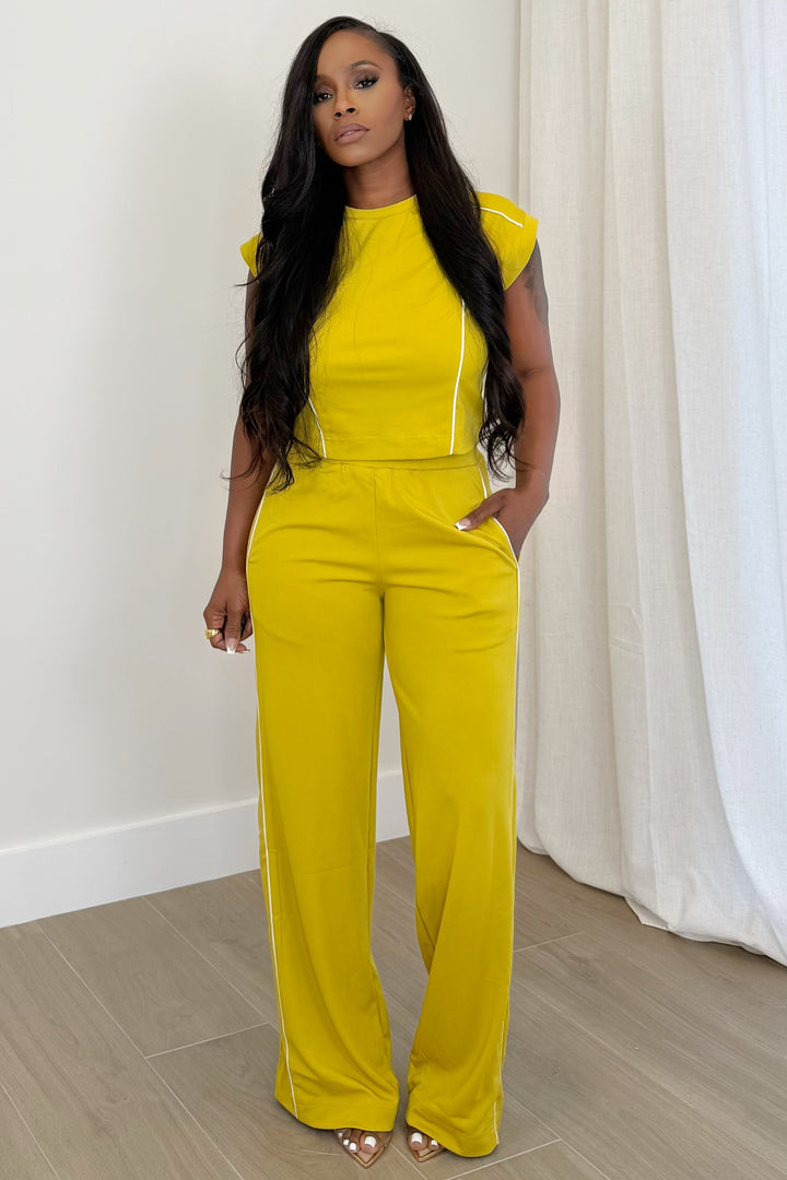 Defined Edge Luxe pant Set (Mustard)