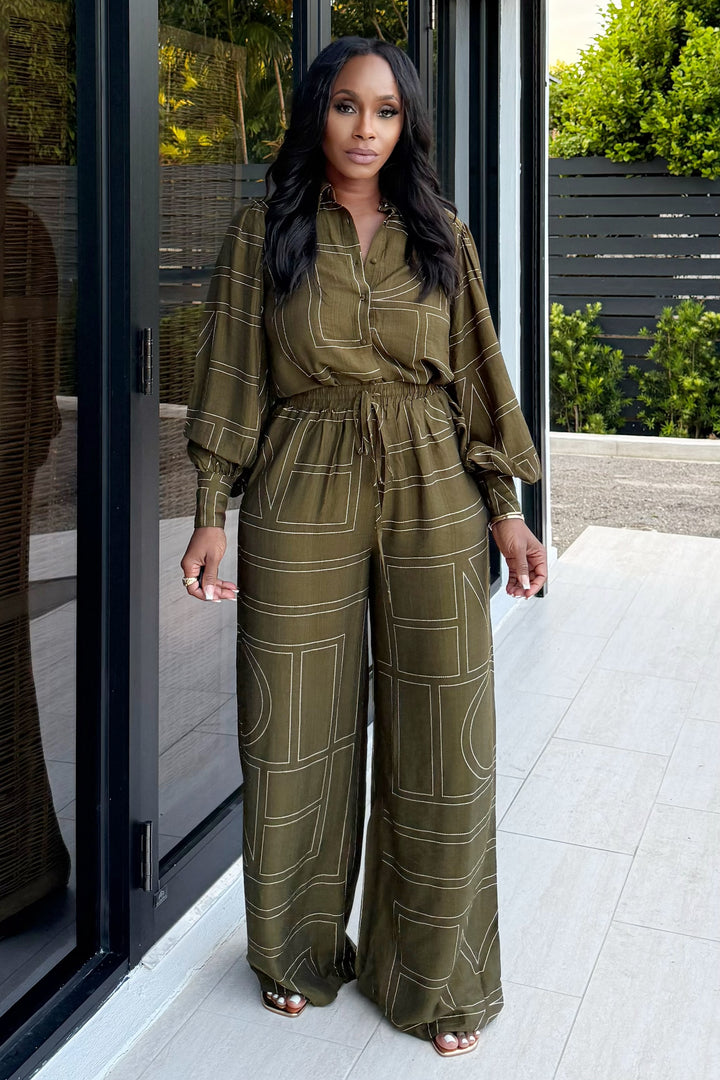 Olive Horizon Sun pant set (Olive)