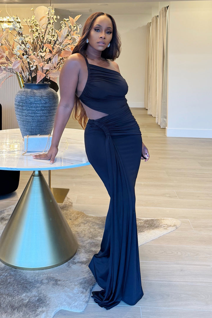 Top Tier cut out maxi Dress (Black)