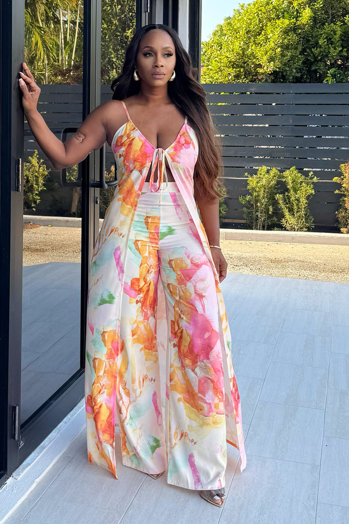 Focus On Me Floral Maxi Top & Pant Set (Pink Multi)