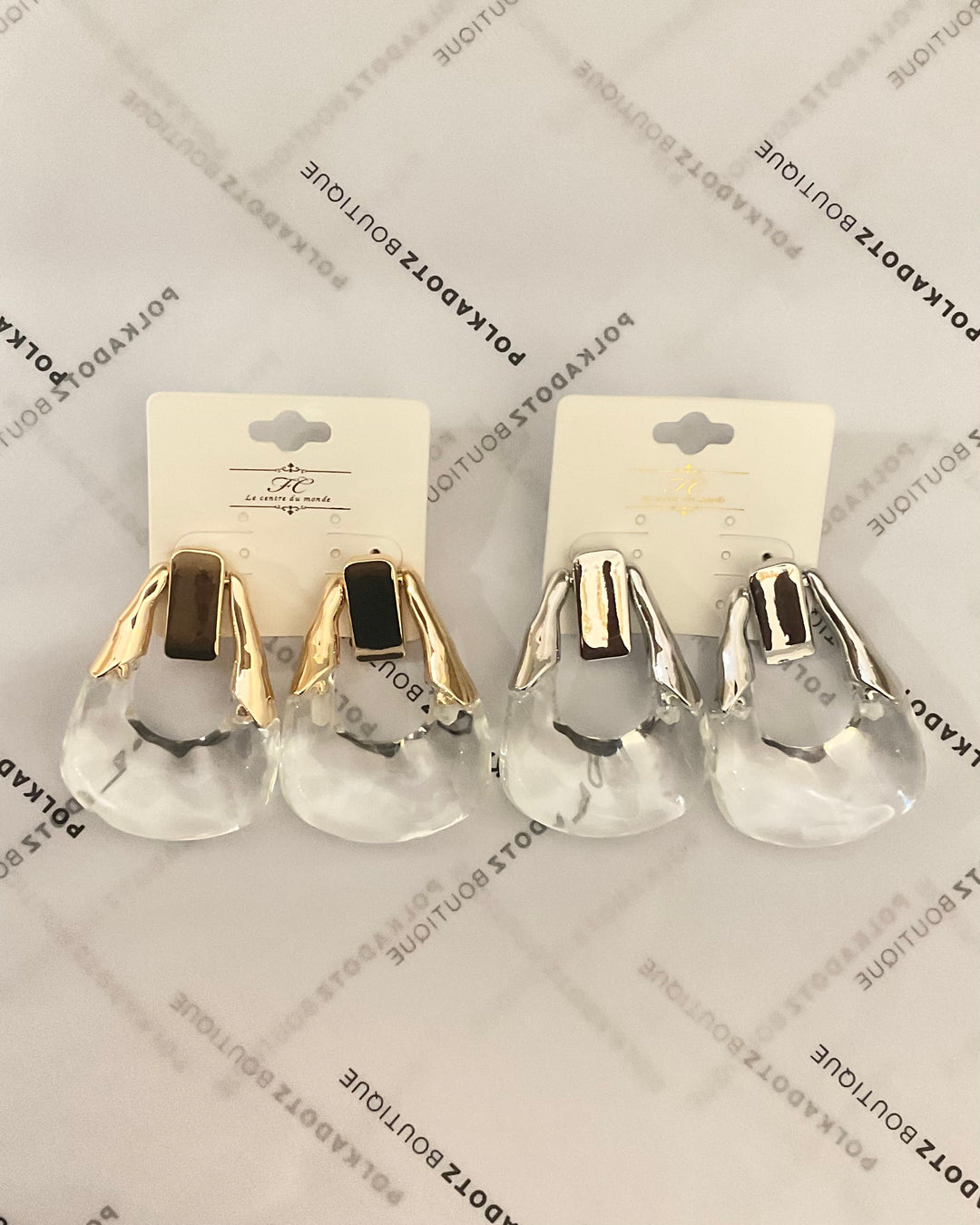 Clear resin drop earrings