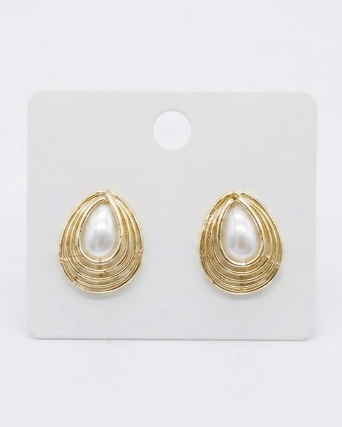 Wrapped Teardrop Pearl Earrings