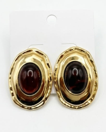 Tortoiseshell Cabochon Earrings