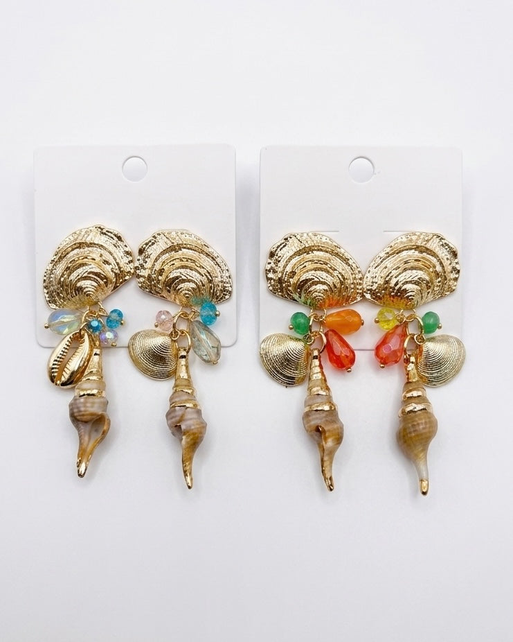 Shell and baroque earrings