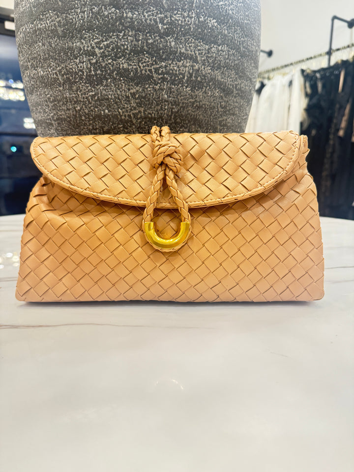 Woven Leather Flap Bag