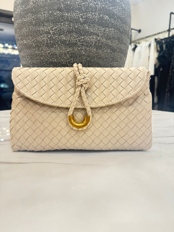 Woven Leather Flap Bag