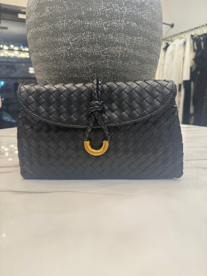 Woven Leather Flap Bag