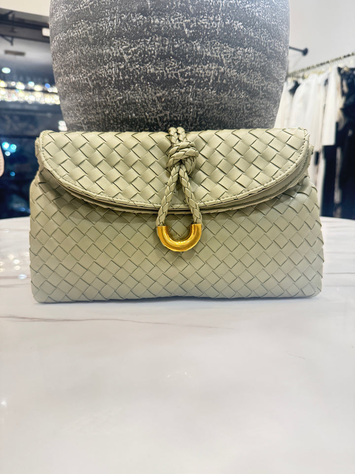 Woven Leather Flap Bag