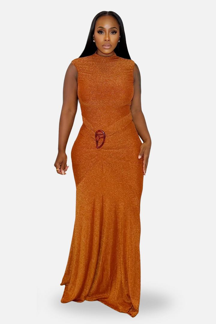 The Copper Glow Cutout Maxi Dress [Copper]