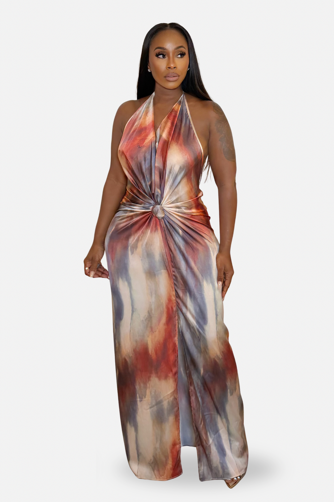 The Aura Watercolor Halter Maxi Dress [Multi]