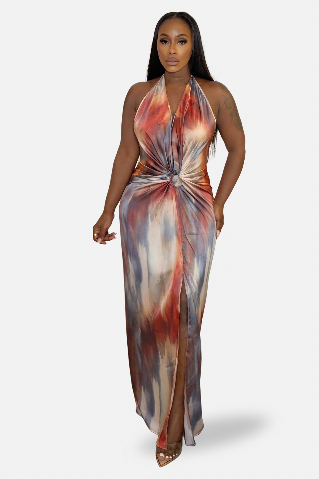 The Aura Watercolor Halter Maxi Dress [Multi]