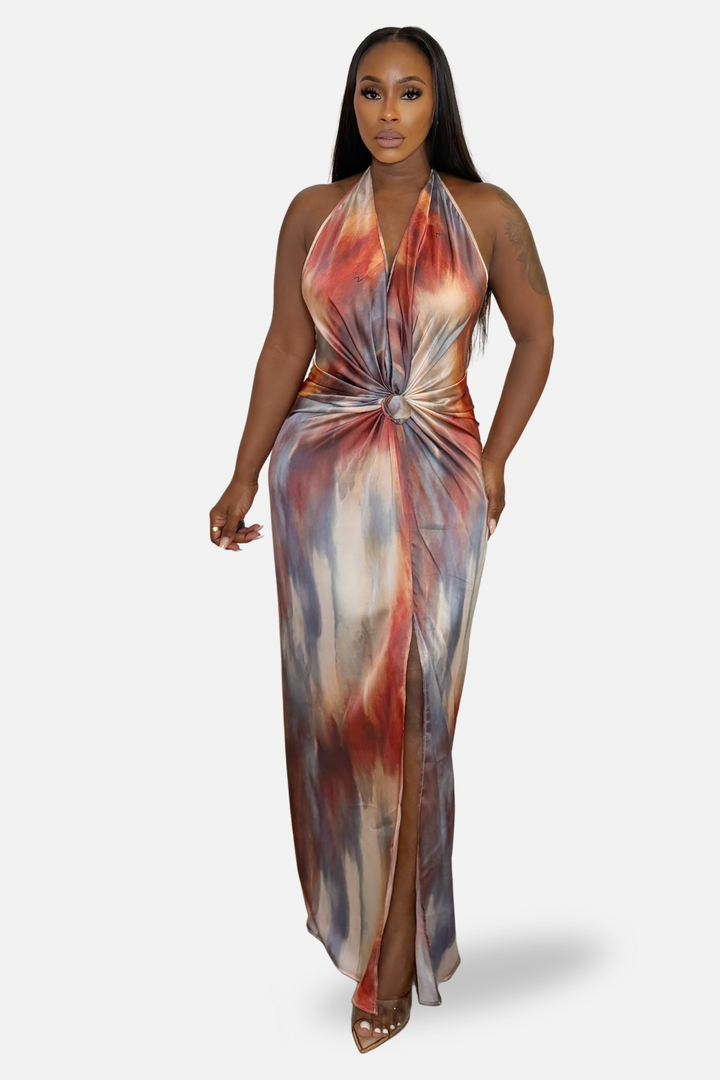 The Aura Watercolor Halter Maxi Dress [Multi]