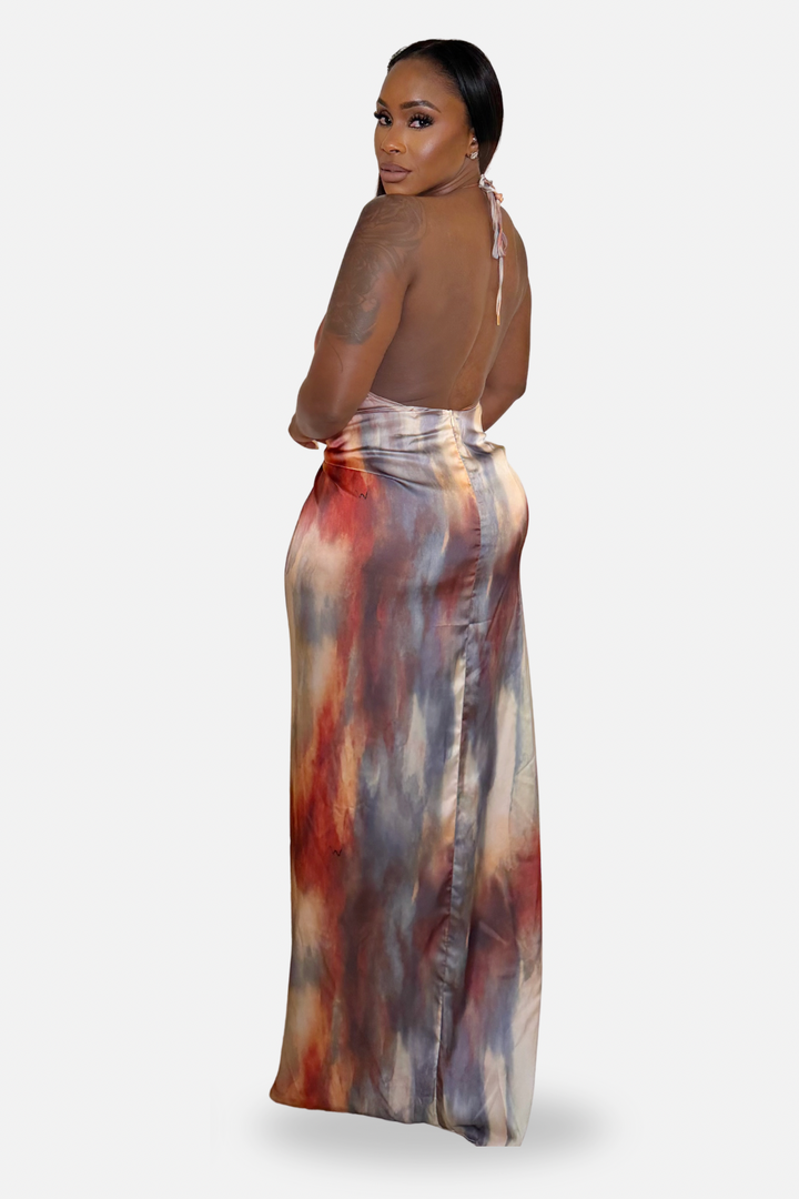 The Aura Watercolor Halter Maxi Dress [Multi]