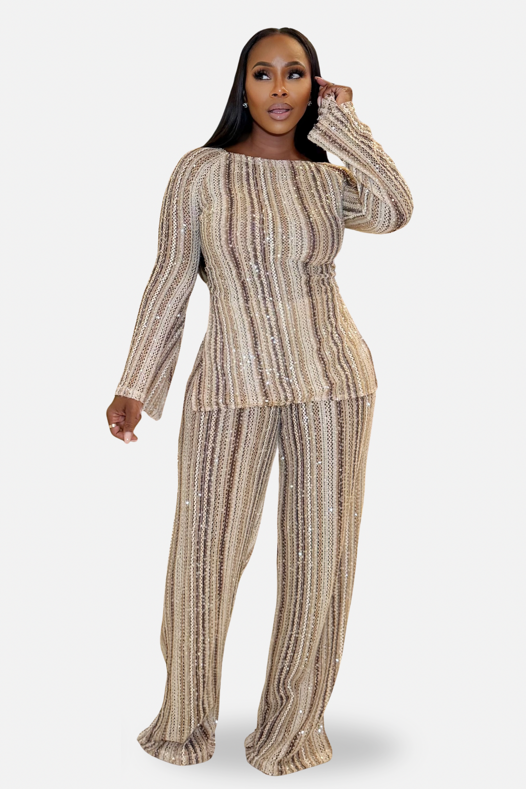The Sequined Knit Two Piece Set [Multi]