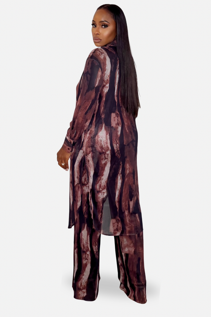 The Espresso Abstract Sheer Two Piece Set [Multi]