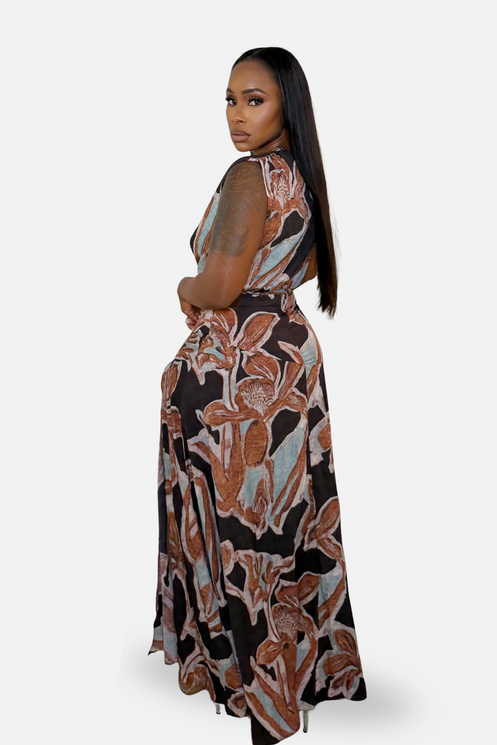 The Sienna High Slit  Dress [Multi]
