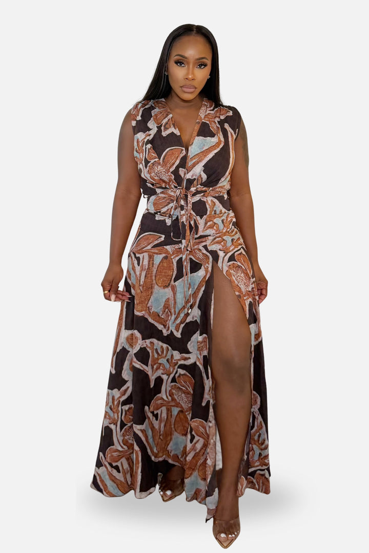The Sienna High Slit  Dress [Multi]