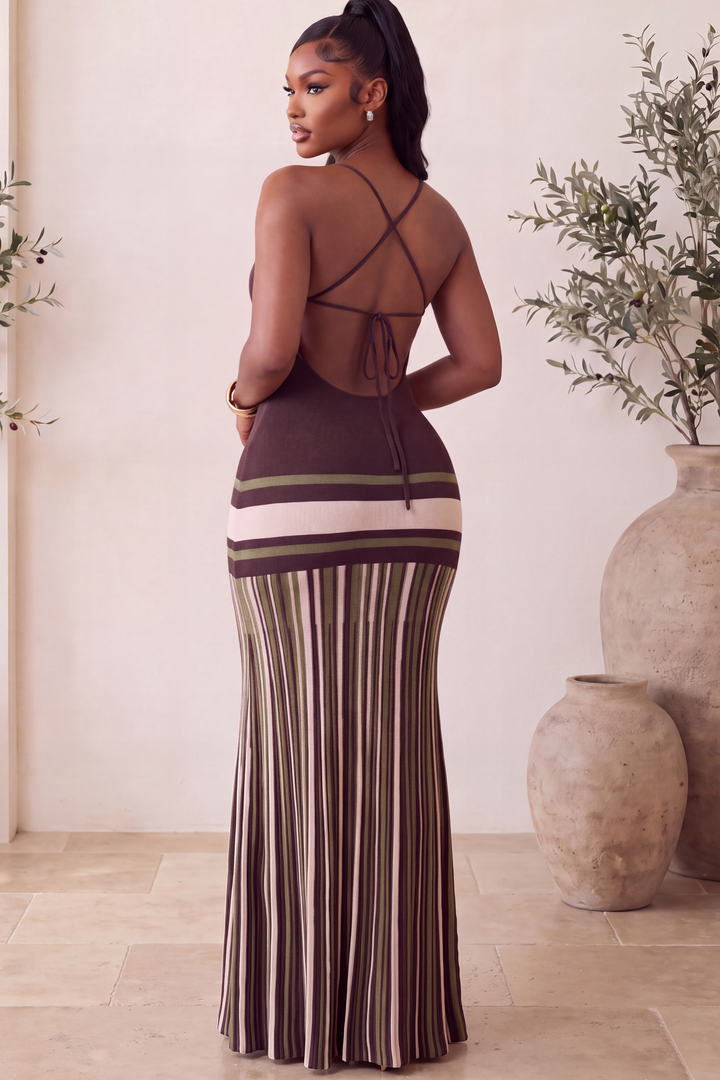 Stripe Knit Maxi Dress [Chocolate Multi]
