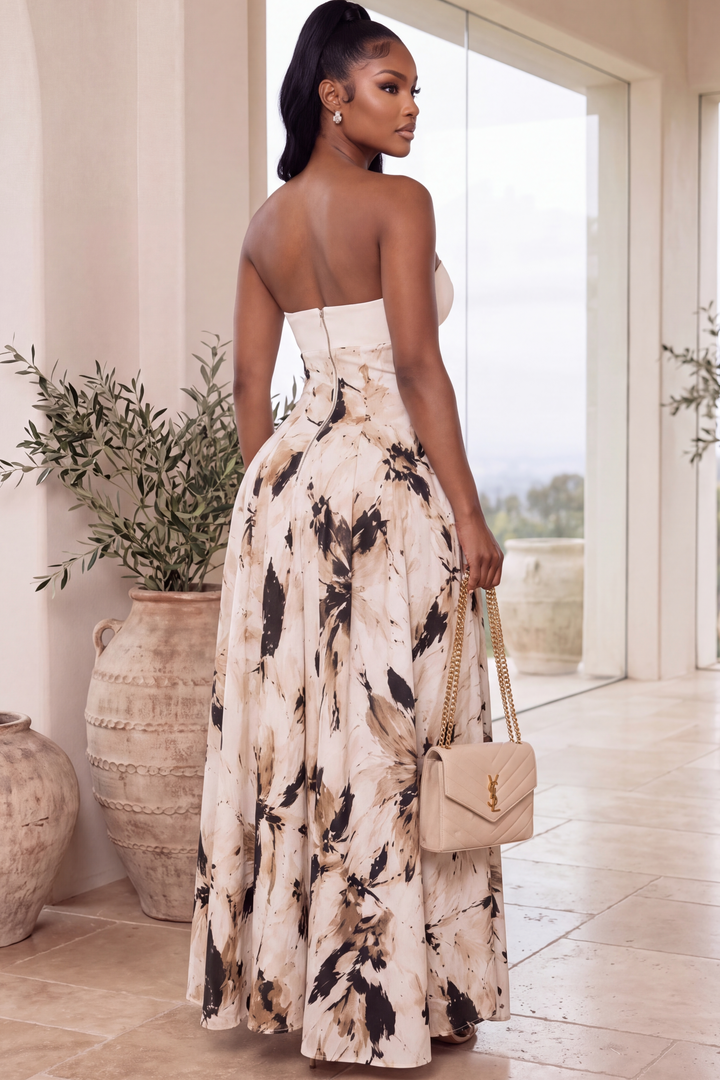 Art in Motion Cutout Maxi Dress [Ivory Multi]