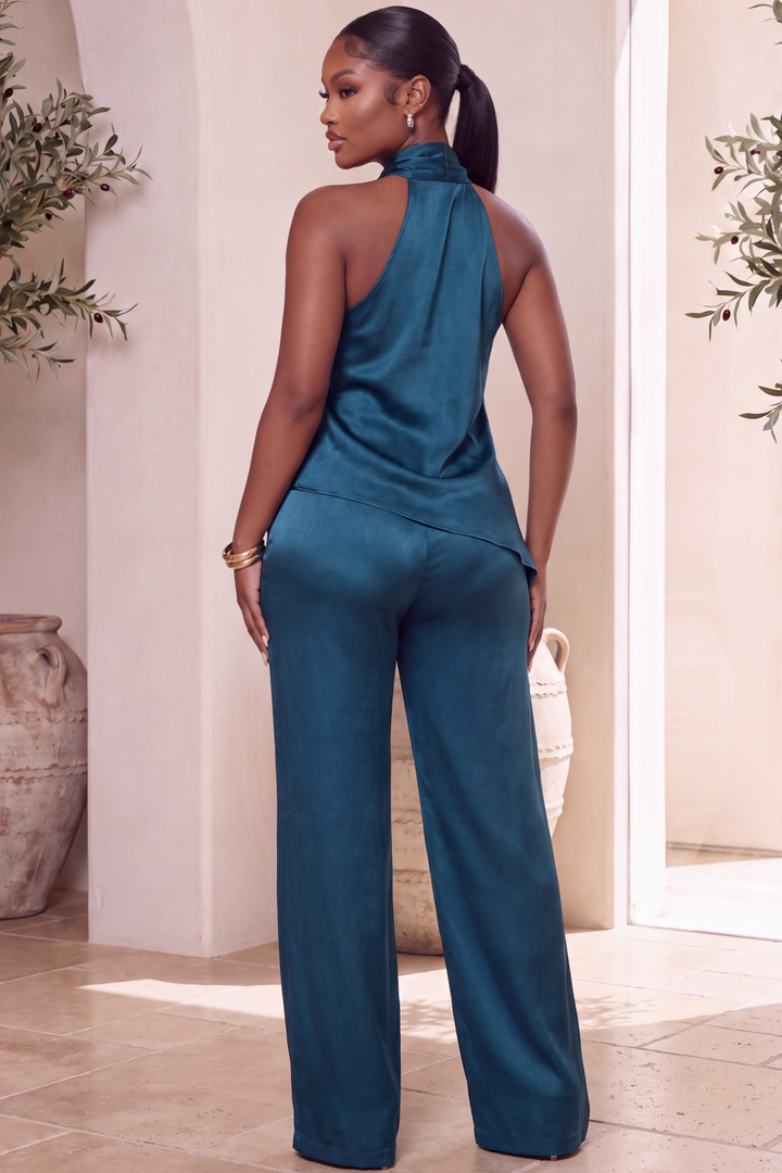 The Elara Satin Drape Set [Teal]