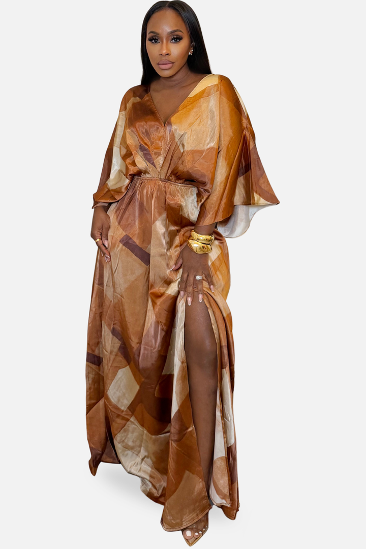 The Sienna Flow Maxi Dress [Rust Multi]