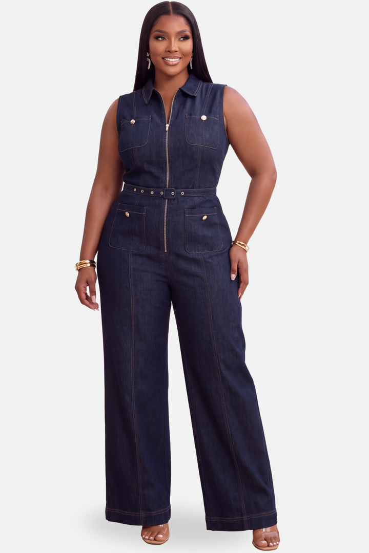 The Indigo Denim Jumpsuit [Dark Wash]