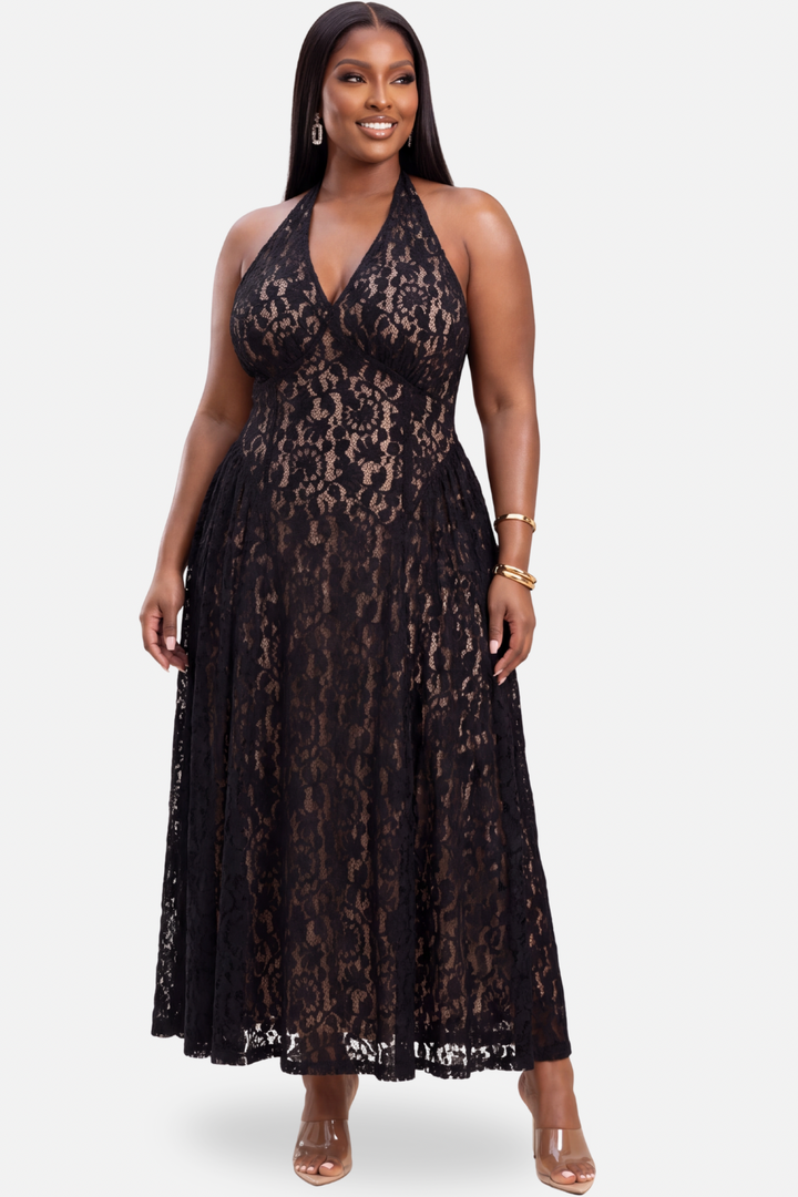 Eden Lace Dress [Black/Nude]