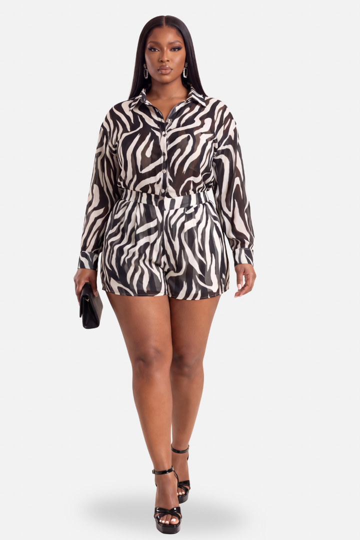 The Savannah Short Set [Black/White]