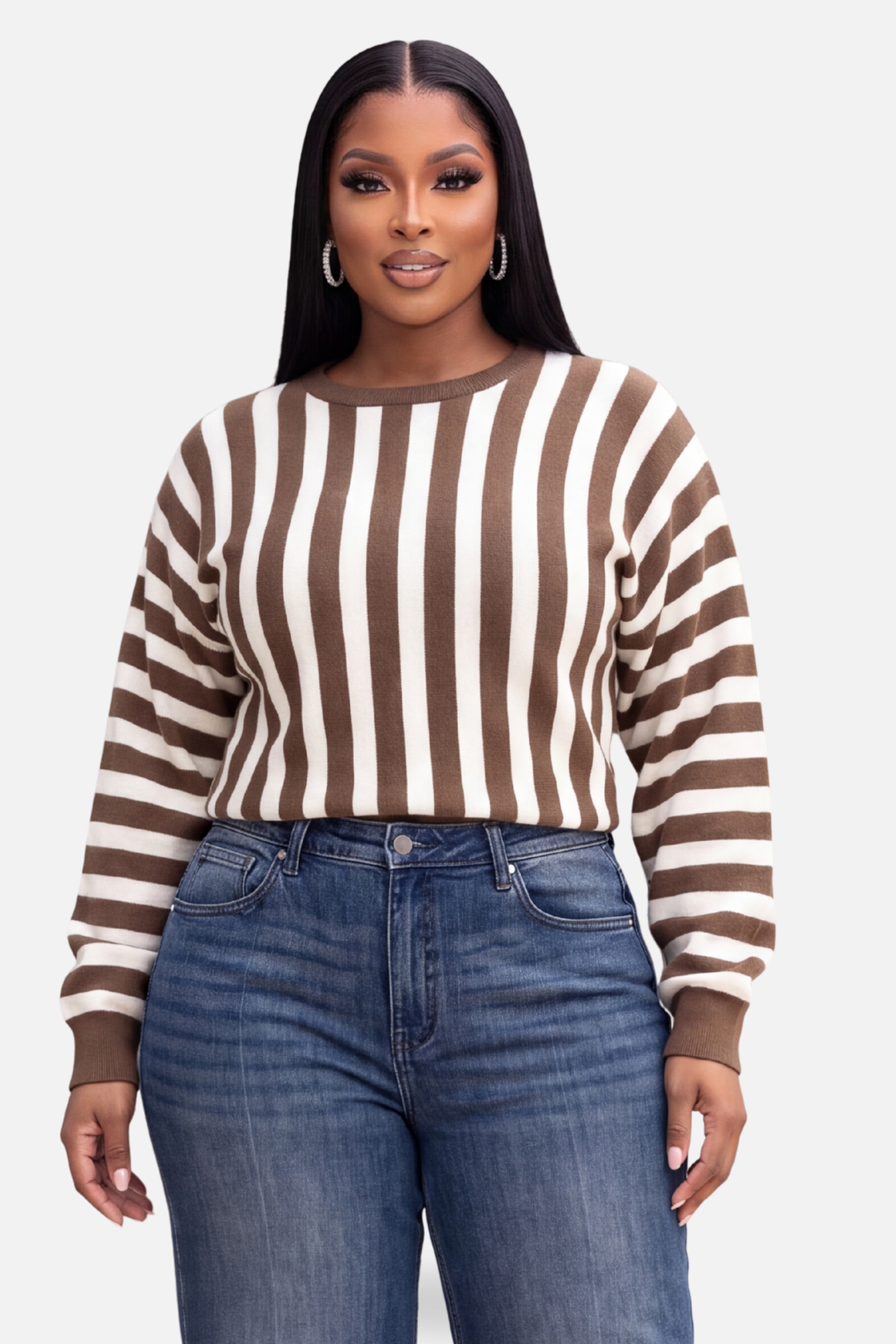 The Horizon Knit Top [Brown/White]